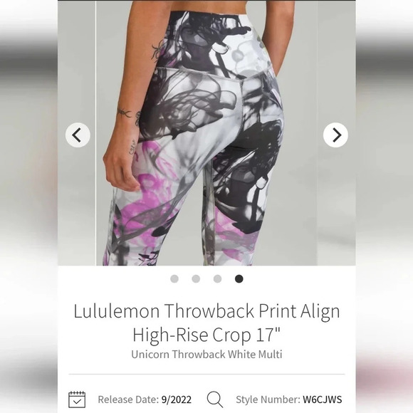Lululemon Align Leggings High Rise 17" Crop Throwback Print White Green Purple 4 - Picture 7 of 15